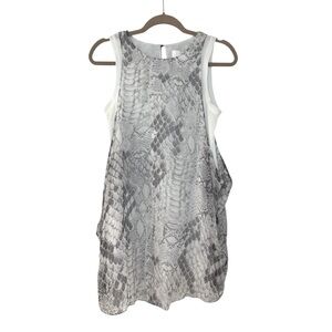 Sleeveless Gray Snake-Print Mini Dress